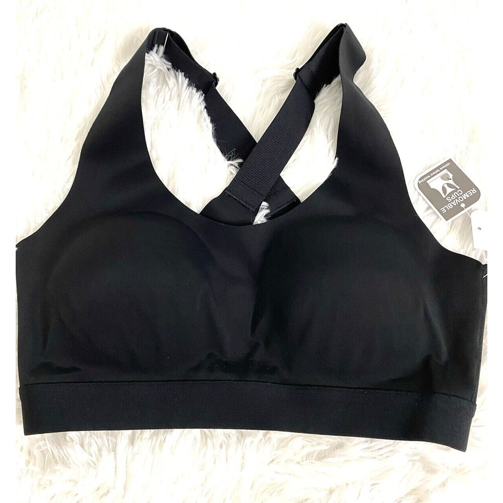 MTA Sport Bra Size S Black Crossback Exercise Activity Athletic Padded Pullover